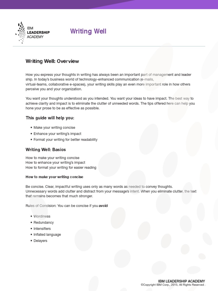 Writing Well PDF Paragraph Verb