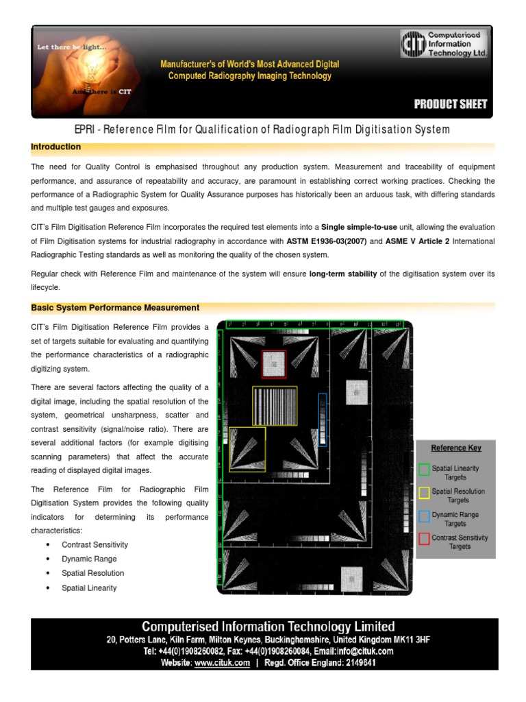 EPRI Reference Film for RT Digitization | PDF