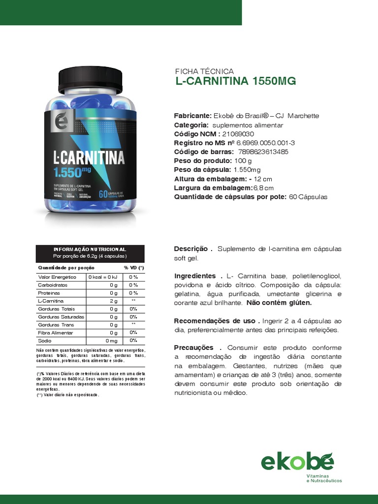 l carnitina injetável intramuscular L Carnitina | PDF | Determinantes da saúde