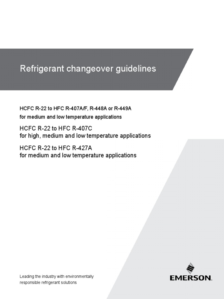 Refrigerant Changeover Guidelines PDF Liquids Chlorofluorocarbon