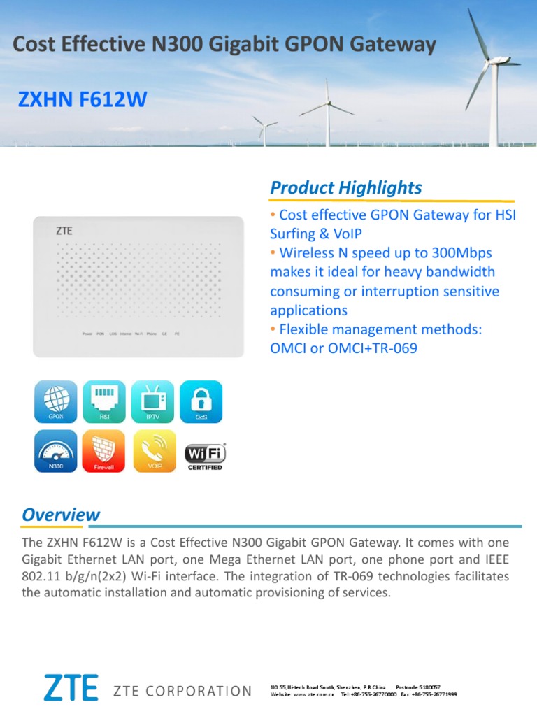 ZXHN F612W V6.0 Datasheet 2017Q3 en Release | PDF | Voice Over Ip