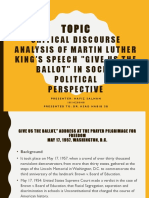 Critical Discourse Analysis of Martin Luther King'S Speech "Give Us The Ballot" in Socio-Political Perspective