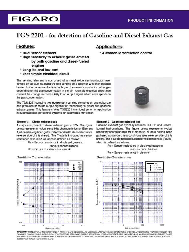 TGS 2201 Dual Gas Sensor Overview | PDF | Sensor | Exhaust Gas