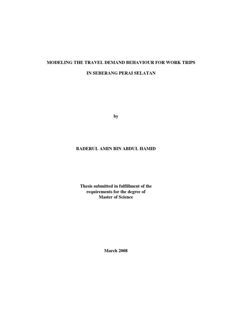 Modeling The Travel Demand Behaviour For Work Trips PDF | PDF | Choice ...