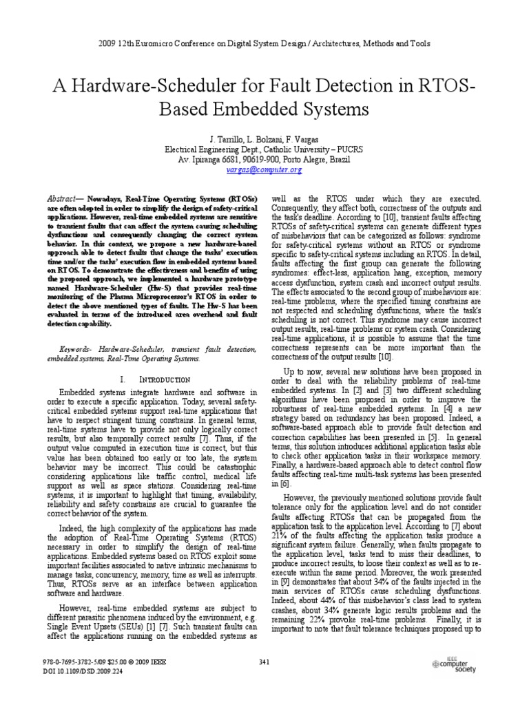 A hardware scheduler for fault detection in rtos based embedded systems