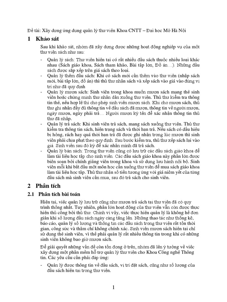 Quản lý mượn sách FITHOU | PDF
