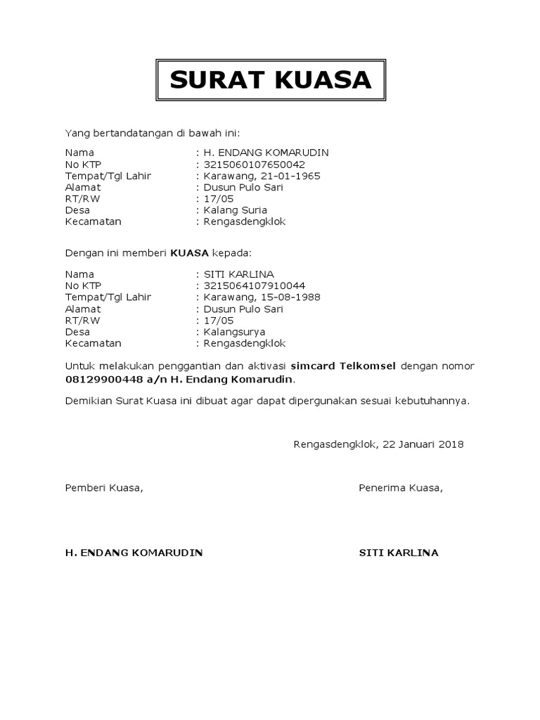 Surat Kuasa Telkomsel Docx