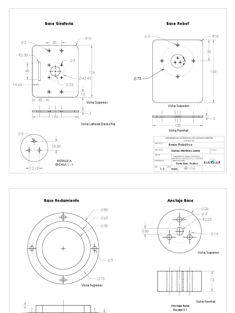 Plano de Brazo Robótico | PDF | Fabricación e ingeniería | Science