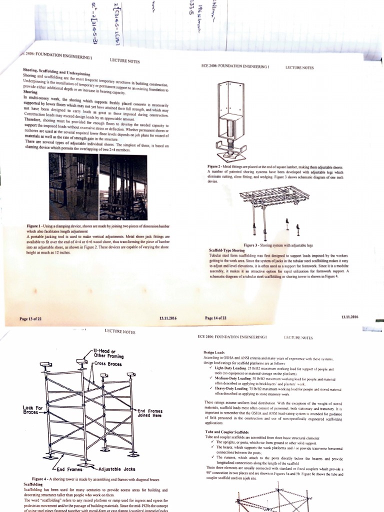 Dewatering and Shoring Notes | PDF | Scaffolding | Deep Foundation