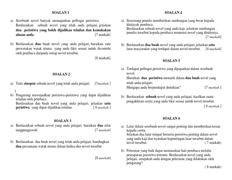 Soalan Soalan Novel Pdf