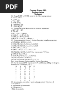 Computer Science (083) Boolean Algebra Worksheet