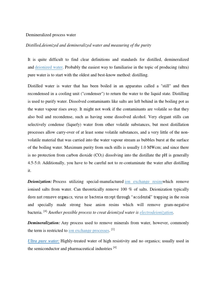 Demineralized Process Water.. | PDF | Ion Exchange | Boiler