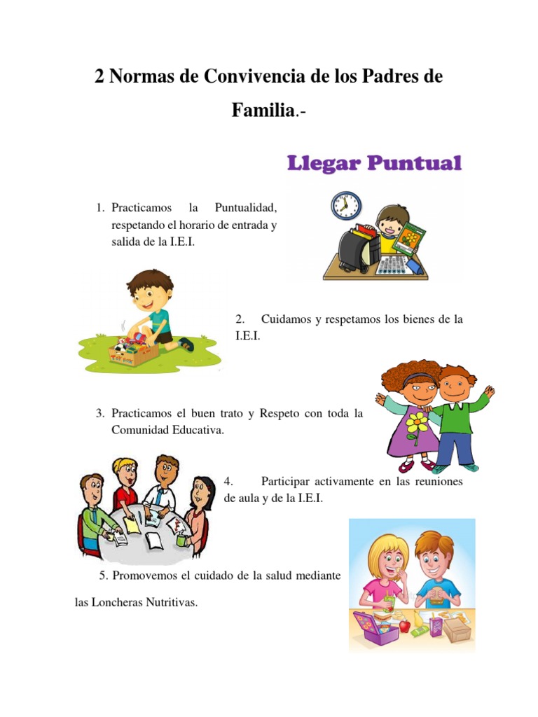 2 Normas de Convivencia de Los Padres de Familia | PDF