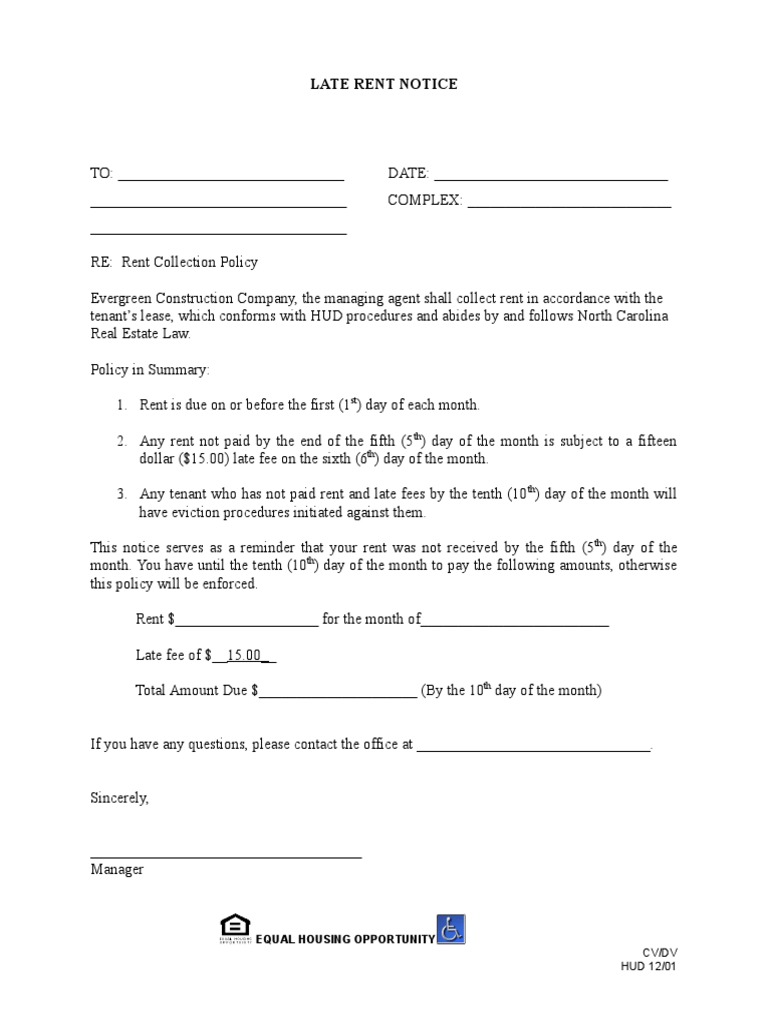Late Rent Notice Template 03 | PDF