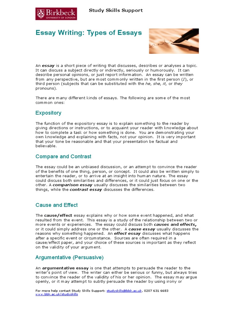 Types of Essays Explained | PDF | Essays | Argument