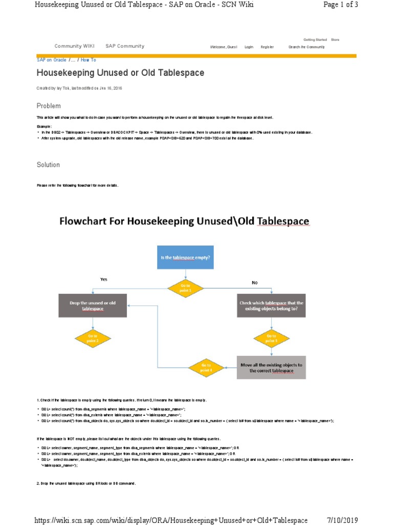 Housekeeping Unusued or Old Tablespace | PDF | Oracle Database ...