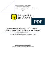 Retencion de Aguas Lluvias A Nivel Predial para Reducir Picos y Volumenes de Escorrentia PDF