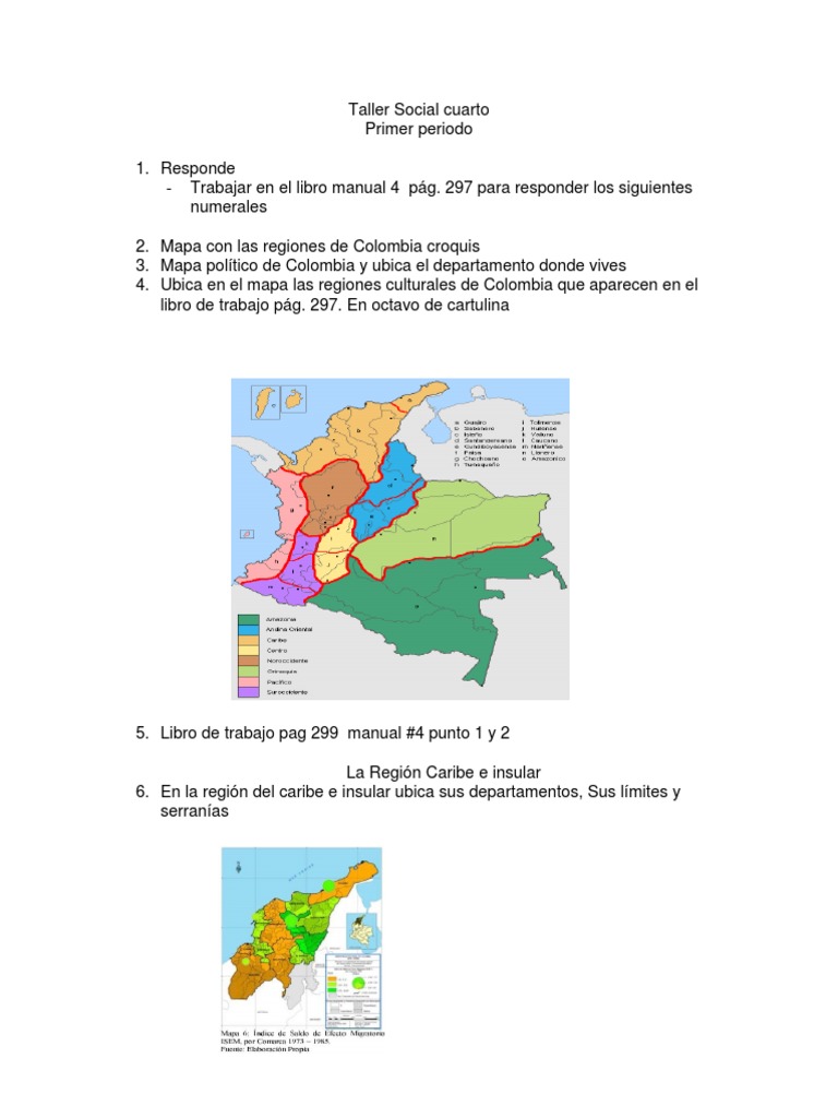 Taller de Sociales Grado Cuarto, para 5 Regiones | PDF | Andes | Montañas