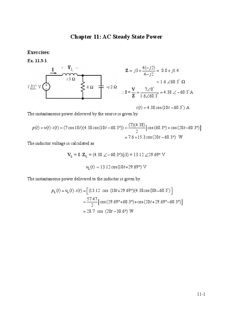 AC Power Analysis and Exercises | PDF | Electrical Impedance ...
