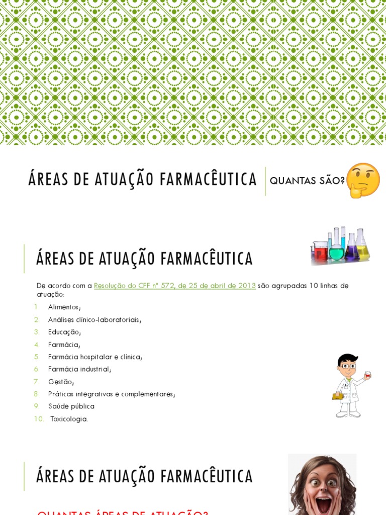 Áreas de Atuação Farmacêutica | PDF | Farmacêutico | Biologia Molecular