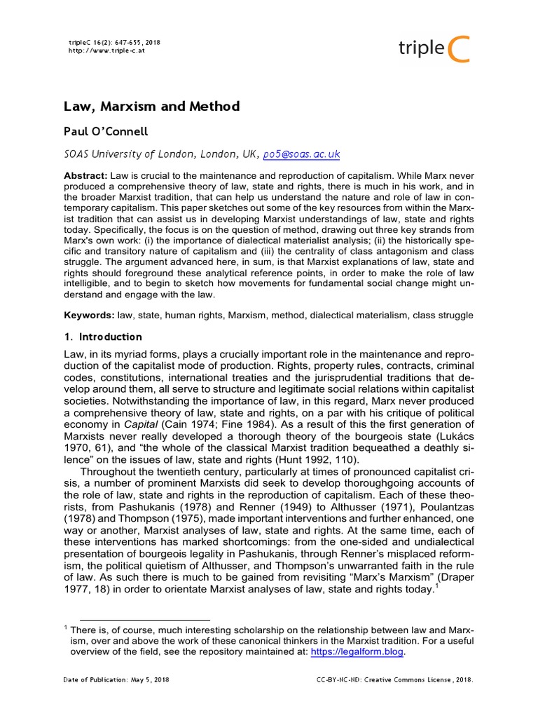 Law, Marxism and Method: Paul O'Connell | PDF | Marxism | Karl Marx