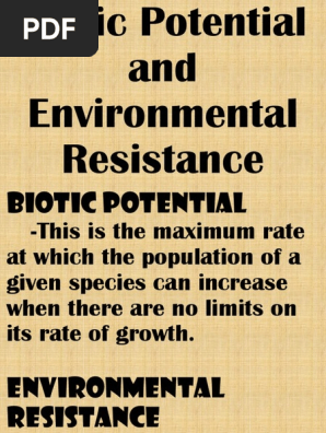 Biotic Potential And Environmental Resistance
