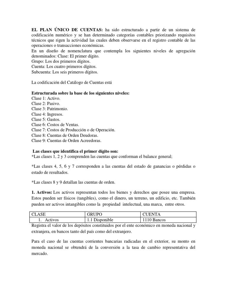 El Plan Único de Cuentas | PDF | Beneficio (economía) | Contabilidad