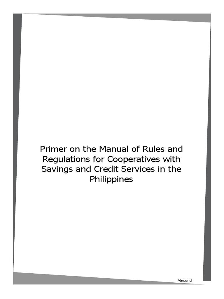Manual of Rules and Regulations For Cooperatives With Savings and ...
