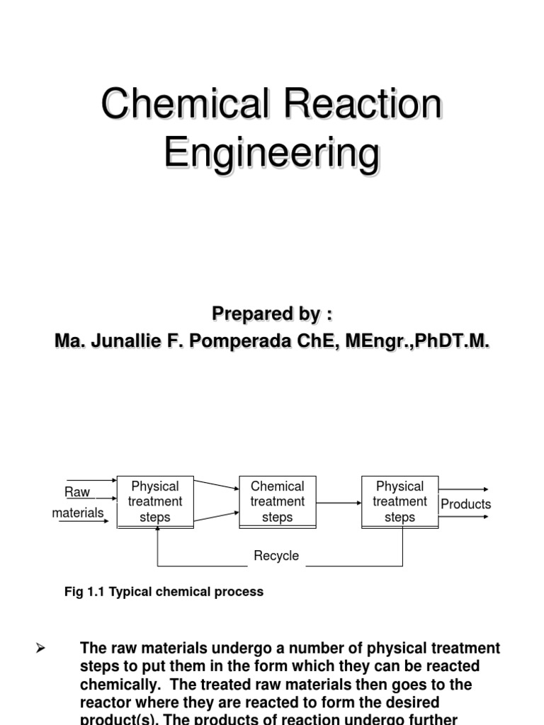 Chemical Reaction Engineering: Prepared By: Ma. Junallie F. Pomperada ...