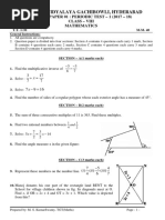 Kendriya Vidyalaya Gachibowli, Hyderabad: Sample Paper 01: Periodic Test - 1 (2017 - 18) Class - Viii Mathematics