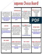 Reading Response Choice Board All-In-One PDF