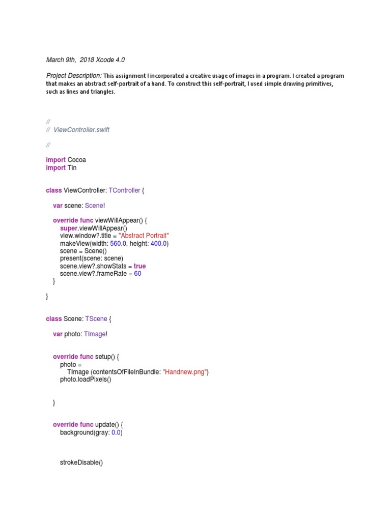 Abstract Self-Portrait Program in Xcode | PDF
