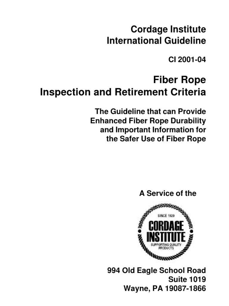 Fiber Rope Inspection Adn Retirement Criteria PDF Rope Braid