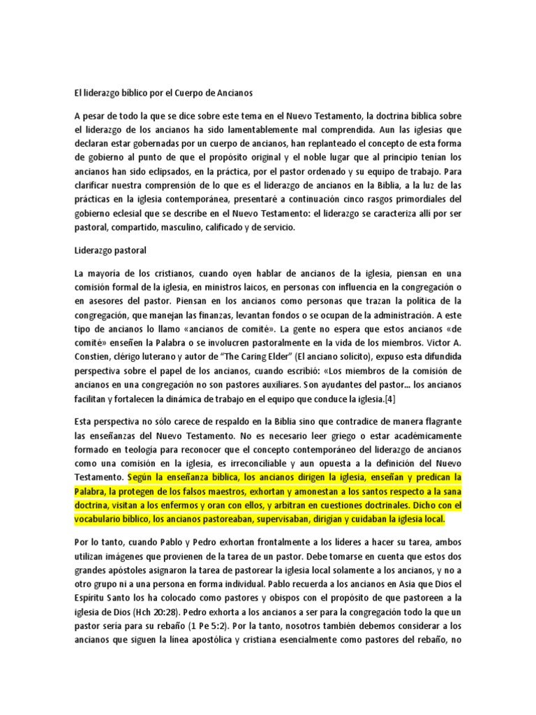 Liderazgo de Ancianos en la Iglesia | PDF | Iglesia Católica | Biblia