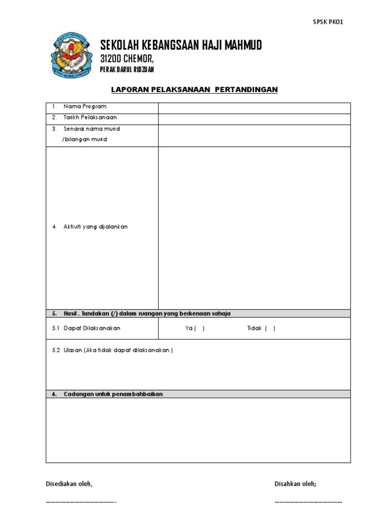 Format Laporan Pertandingan Beinyu Com