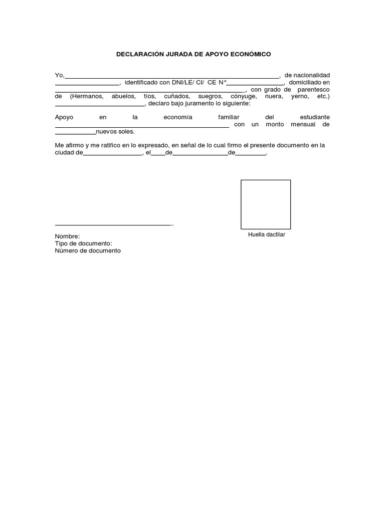 Modelo De Declaracion Jurada De Gastos 2018 Varios Modelos Imagesmodelo ...