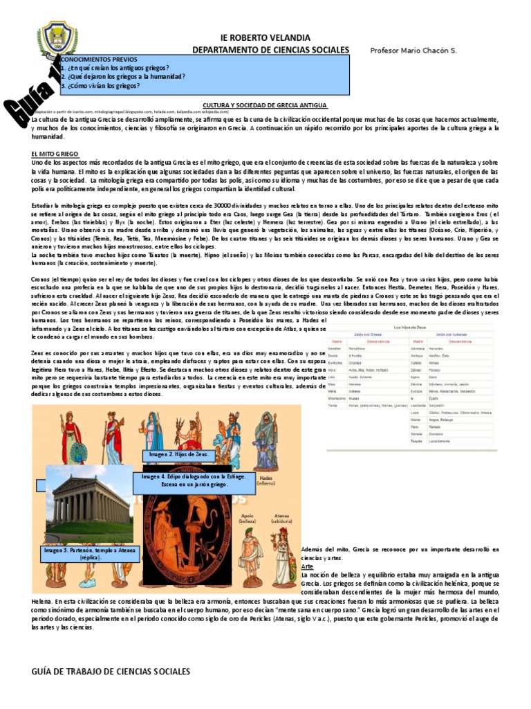 Guía 15 Sociedad y Cultura en Grecia | PDF | Zeus | Antigua Grecia