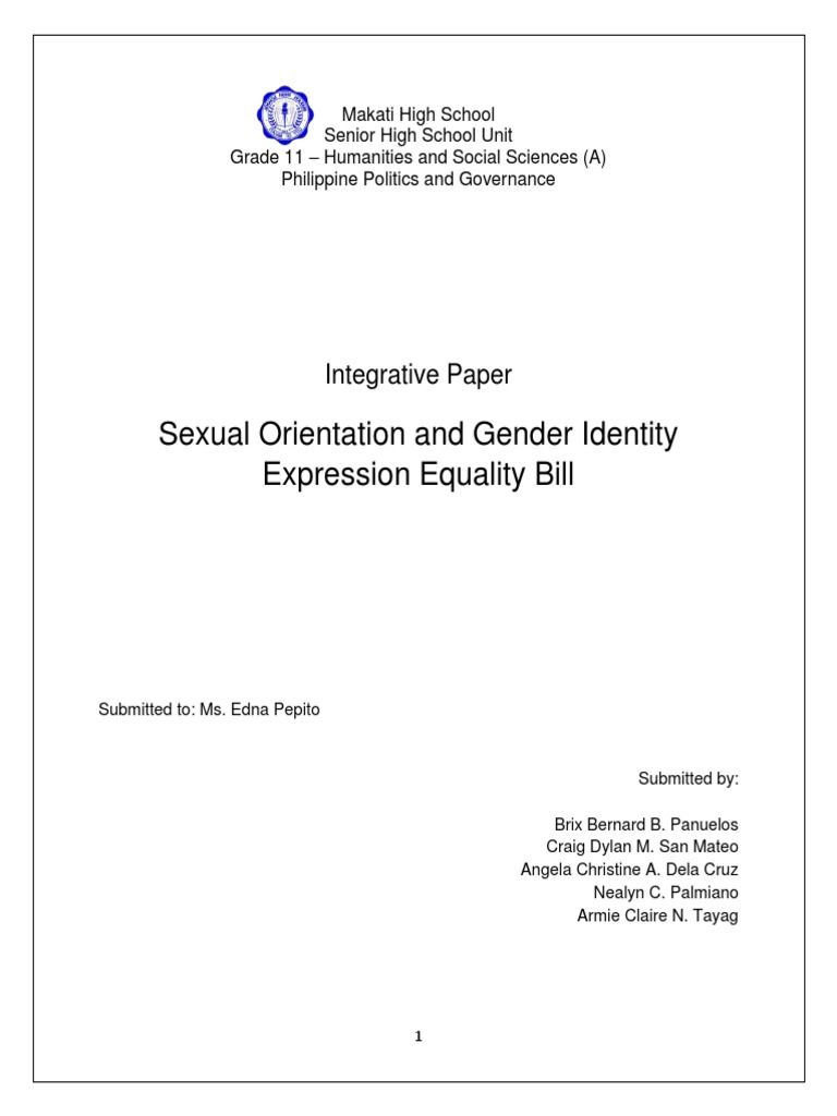 Sexual Orientation and Gender Identity Expression Equality Bill | PDF ...