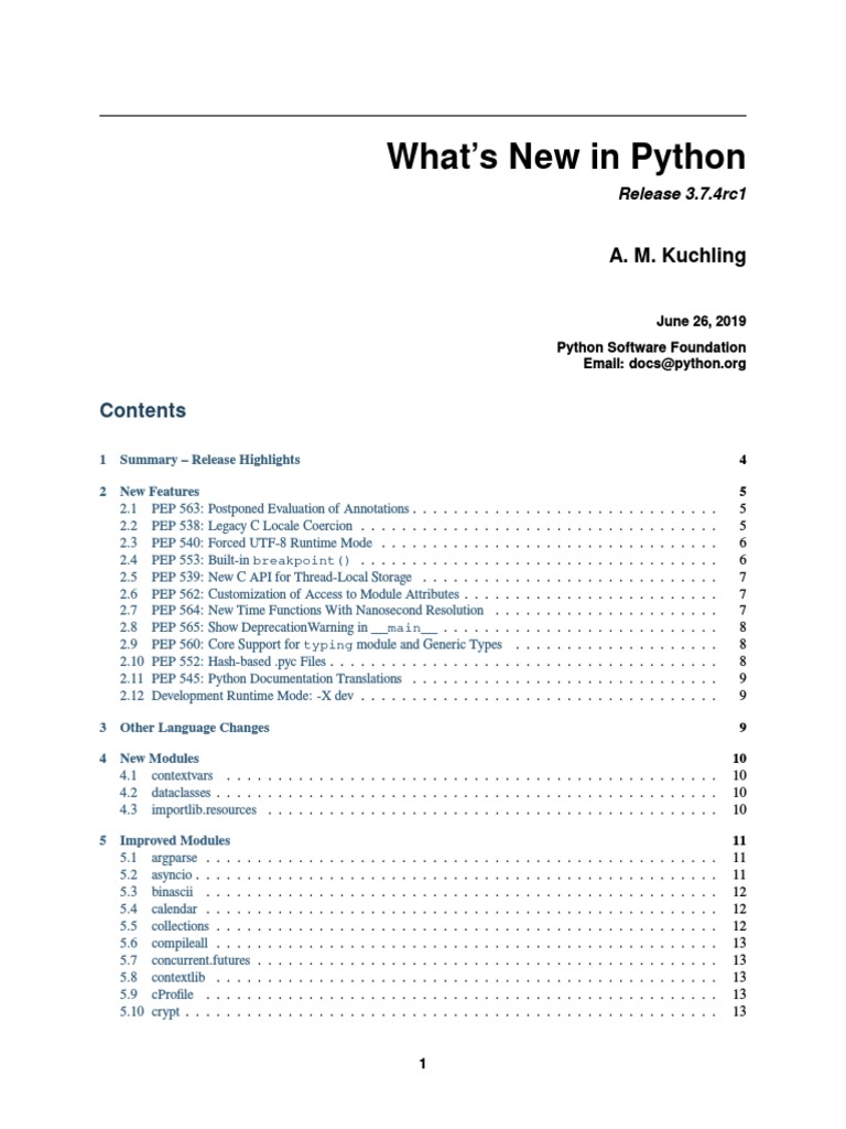 What's New in Python: A. M. Kuchling | PDF | Python (Programming ...