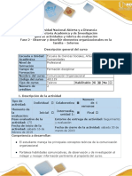 Guía de Actividades y Rúbrica de Evaluación - Fase 2 - Observar y Describir Elementos Organizacionales en La Familia - Informe