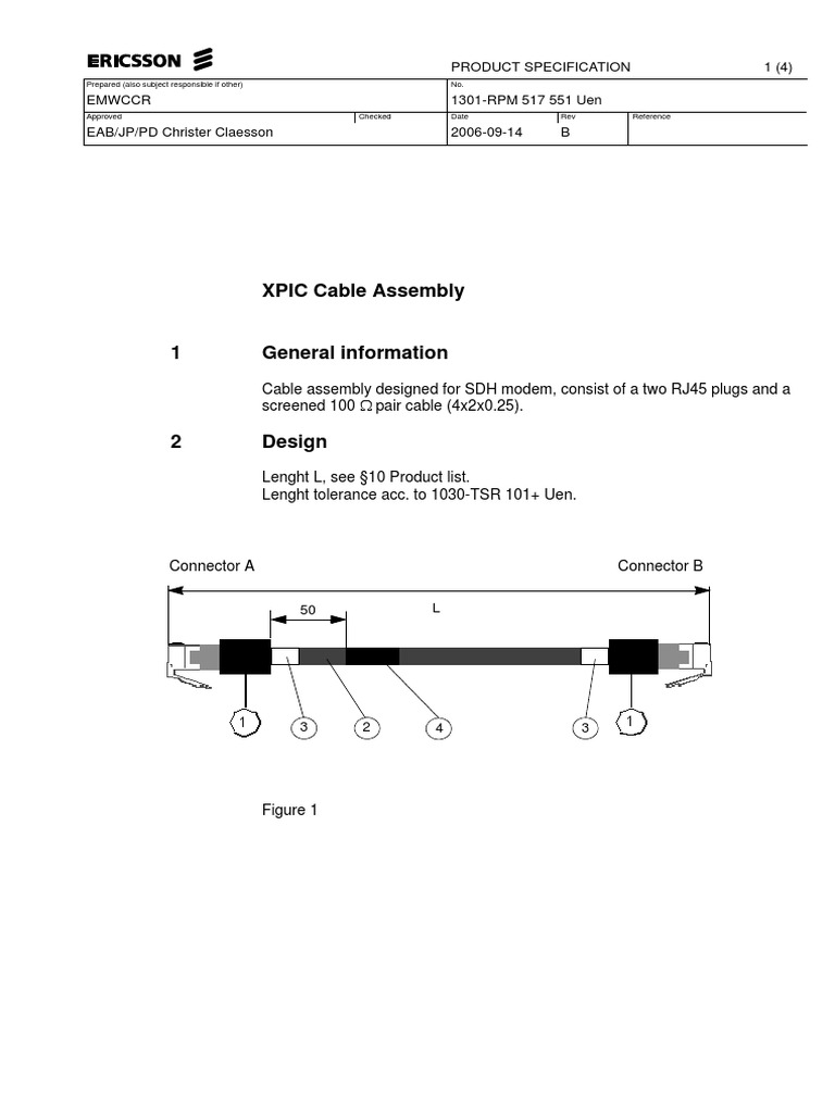 RPM 517 551 - 01 XPIC Cable Description | PDF | Electrical Connector ...