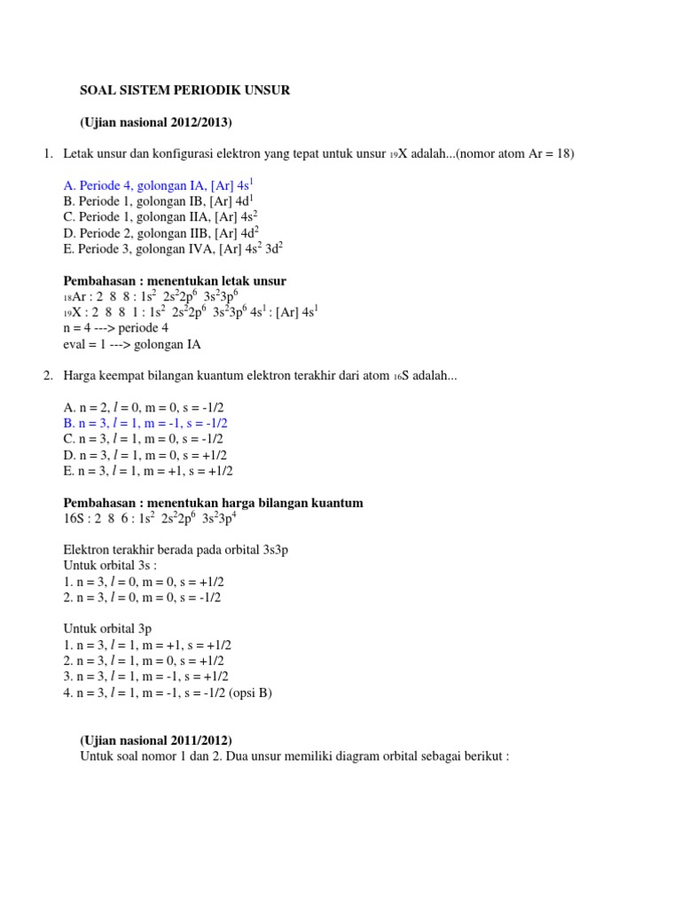 Soal Essay Sistem Periodik Unsur Beserta Pembahasannya Pdf - Pendidikan