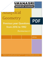 Analytical Geometry: Previous Year Questions From 2016 To 1992