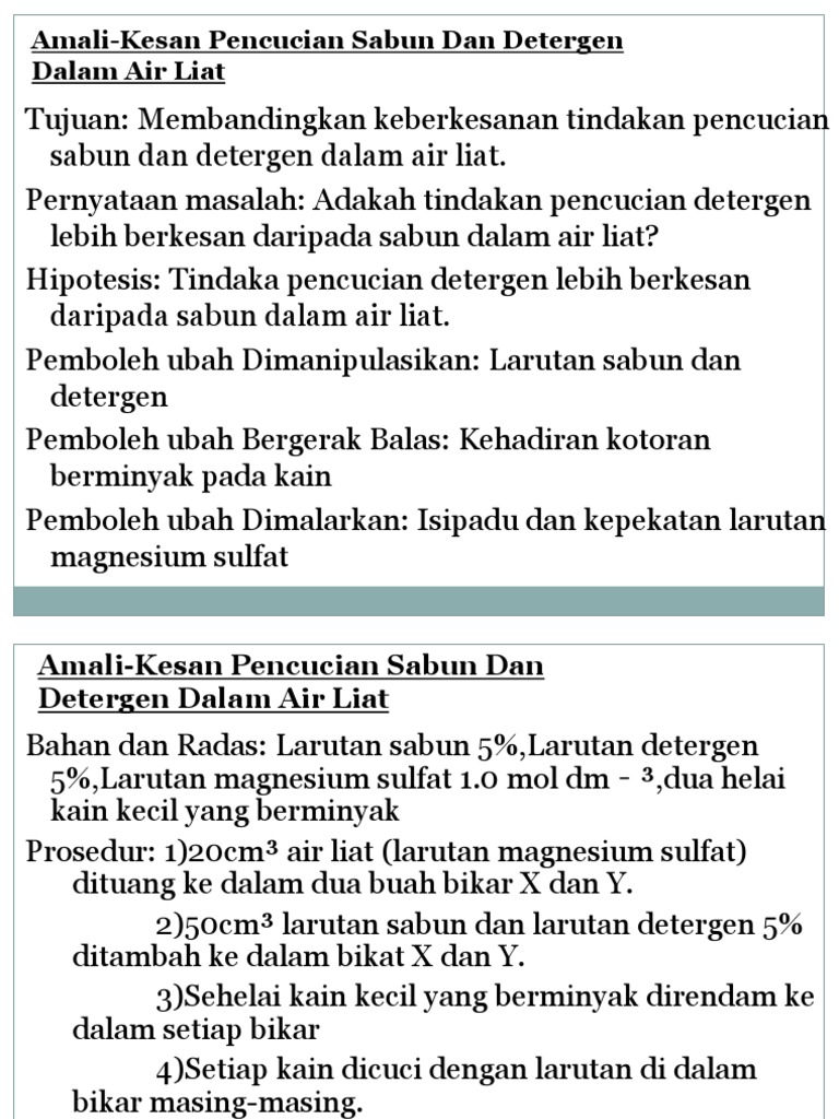 Amali Kesan Pencucian Sabun Dan Detergen Dalam Air Liat Pdf