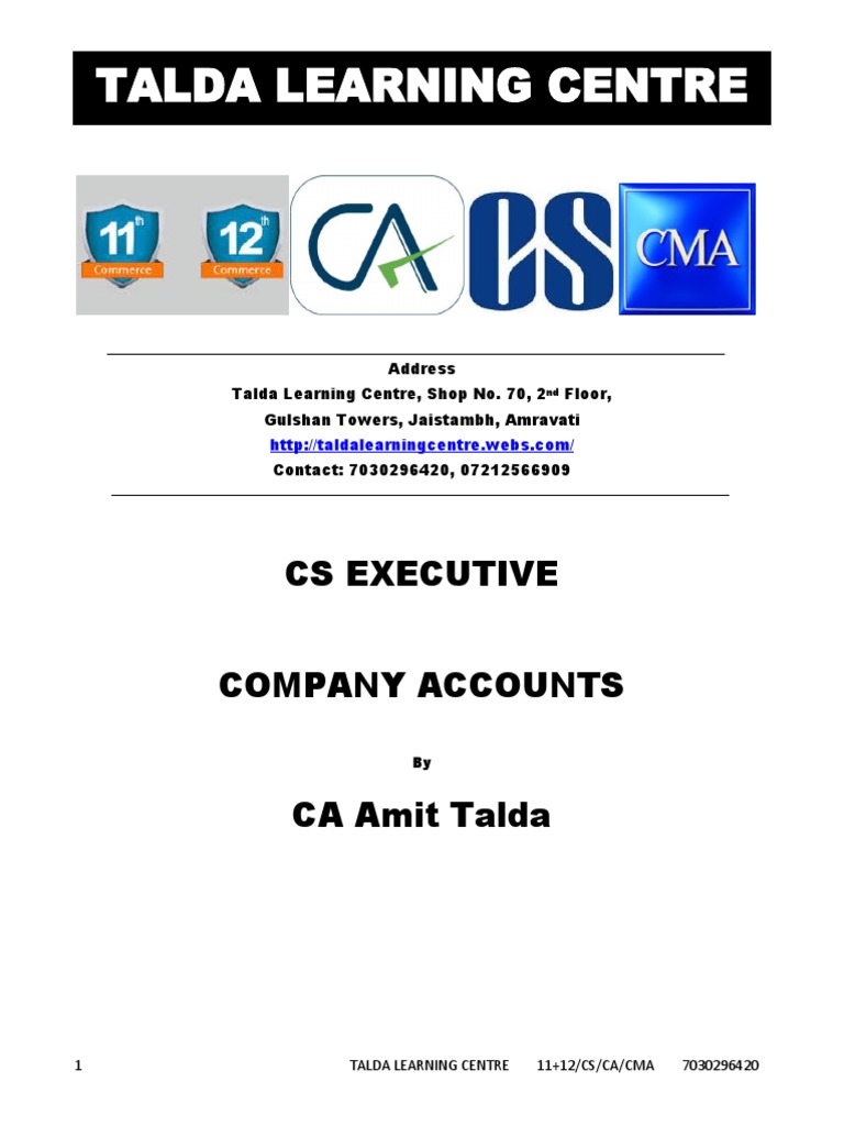 CS Executive Company Accounts Notes | PDF | Stocks | Goodwill (Accounting)