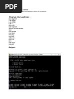 Program 1 For Addition:-: Name:-Pratikesh Shinde