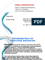 Fundamentals of Employee D Iscipline Norms of Conduct Reference: Civil Service Manual