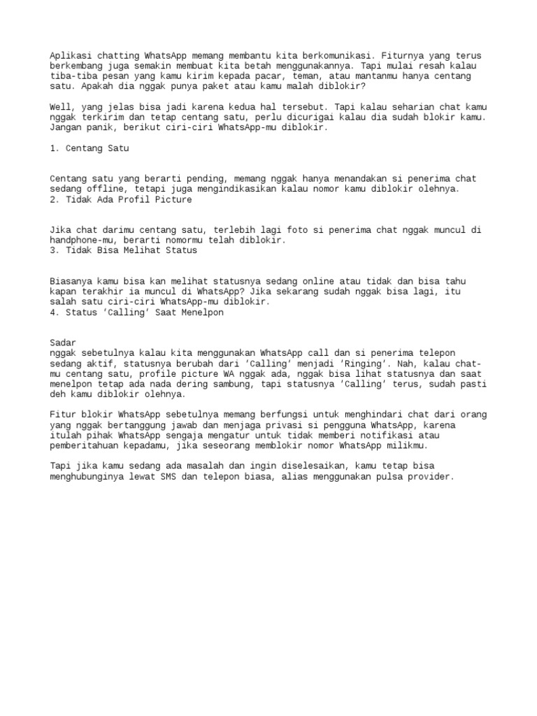 Ciri Ciri Nomor Wa Kita Diblokir - Ini Cirinya