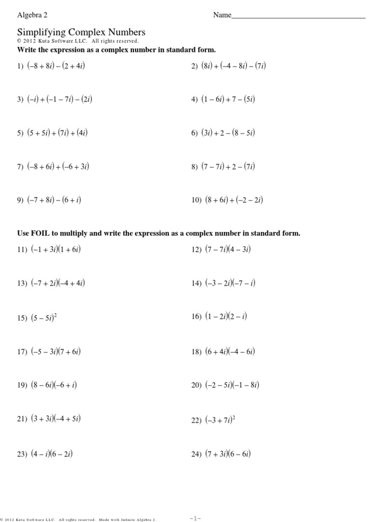 VVVV  PDF  Algebraic Structures  Mathematical Structures Inside Simplifying Complex Numbers Worksheet