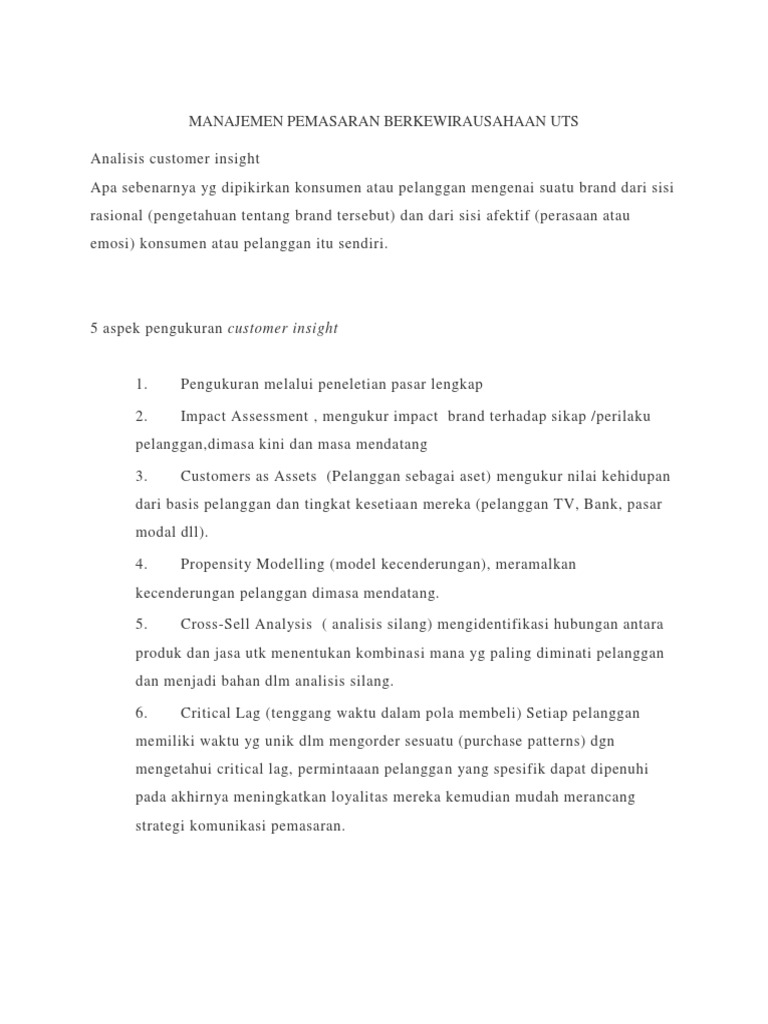 Kisi Kisi Manajemen Pemasaran Bisnis Uas Pdf